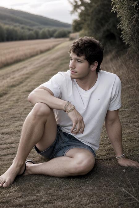 00153-1512686300-photo of dustin_zito _lora_dustin_zito-07_0.75_ posing and sitting in grassy field wearing a t-shirt, male jewelry, blurred back.png